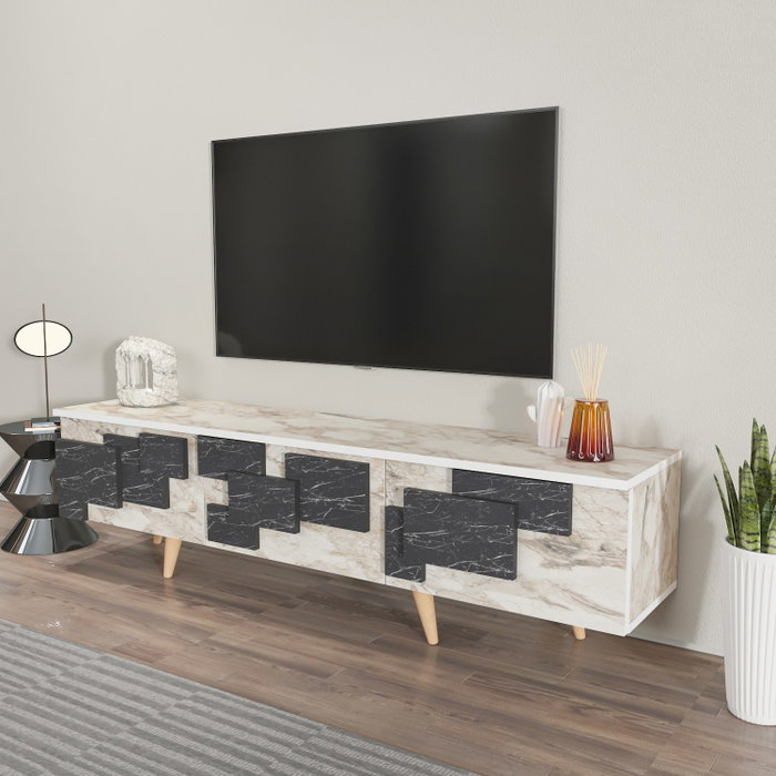 Hanah Home Soporte de TV Blanco y Mármol